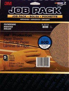 3M - Prod. Paper Sheets - 9 inch x 11 inch - 80D Grit - Pkg 5 - 32115 Supply