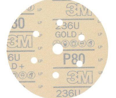 3M - Hookit Gold Disc Dust Free 236U - 6 inch - P80 Grit - 75 Pack - 01083 Online now