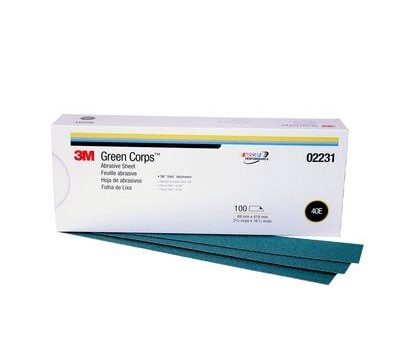 3M - Green Corps - Stikit Sheet - 40E Grit - 2 3 4 in x 16 1 2 in - 100 Count - 02231 Hot on Sale